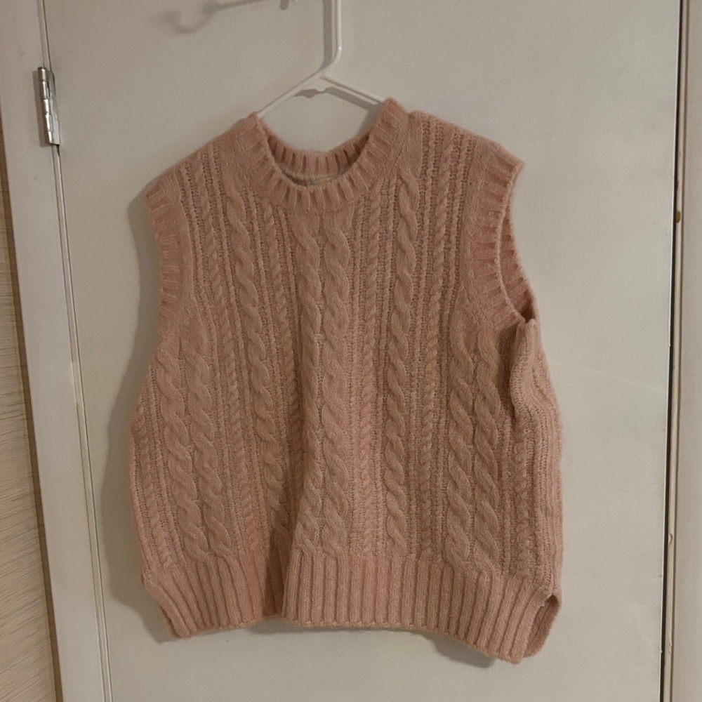 Boden Cable Knit Sweater Vest in Soft Pink US size 12